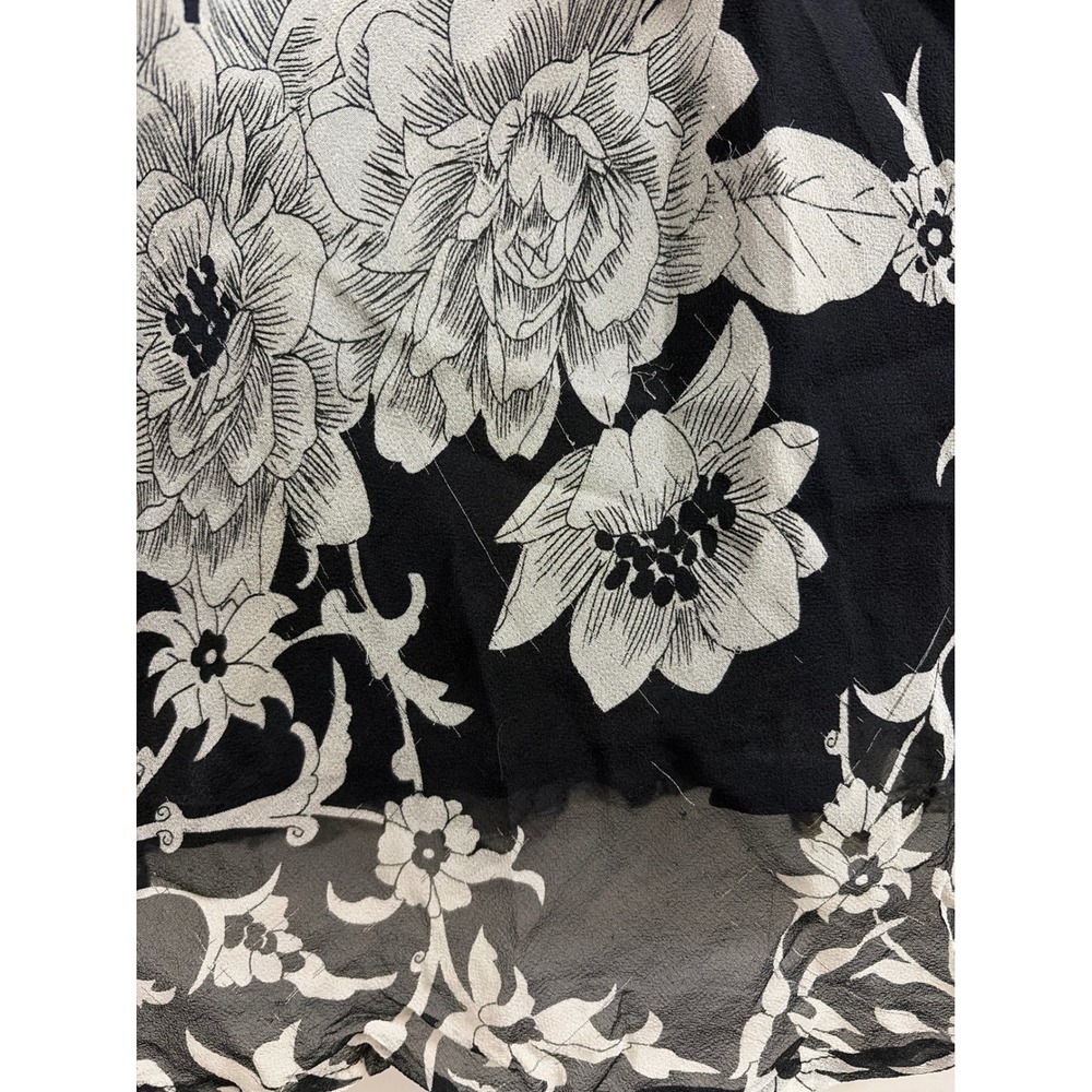 Blouse Floral Whimsigoth Worthington Women XL Silk Flutter Sleeve Tie Front - Picture 7 of 10